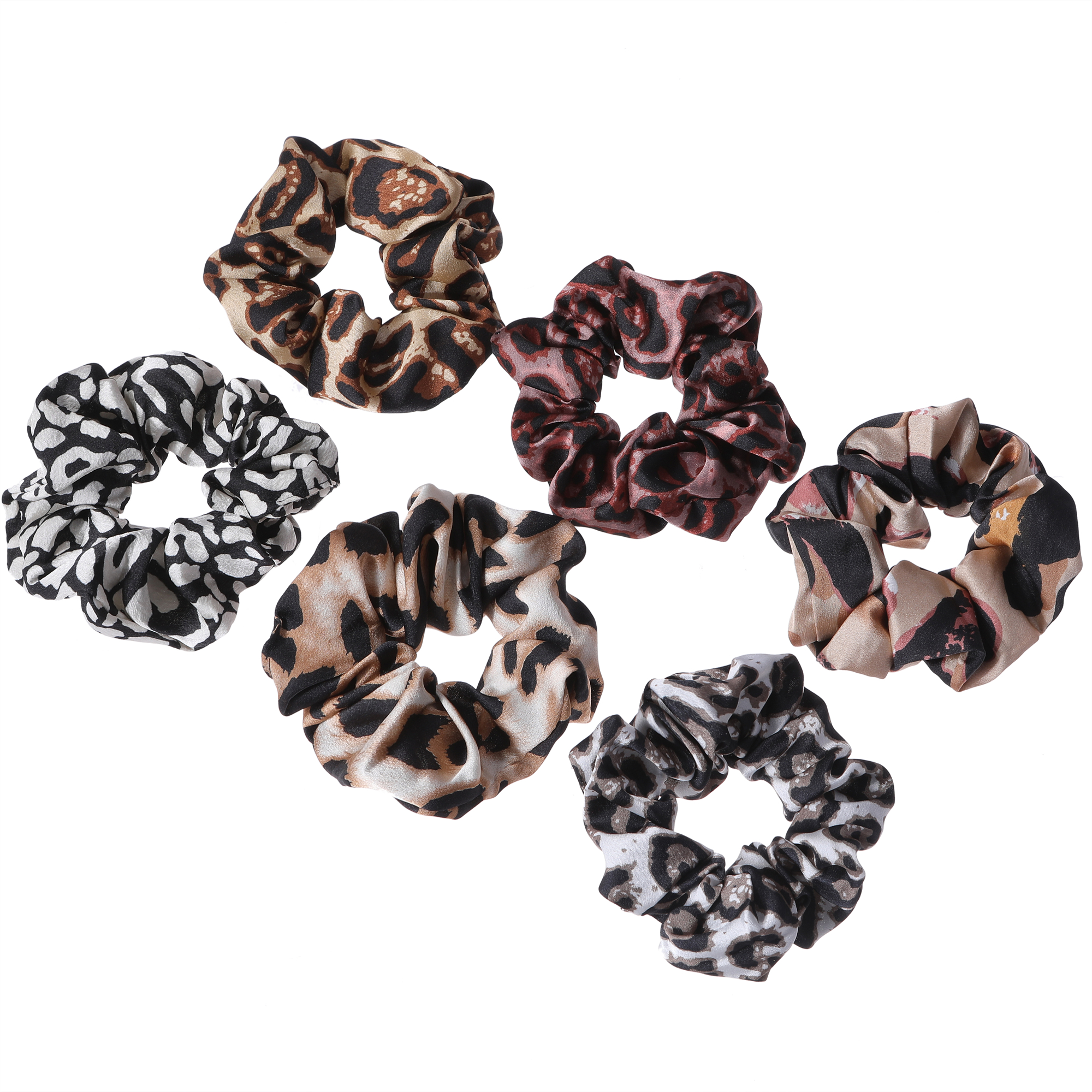 Scrunchie Satin Set - 1/6pcs/lot Print Lady Hair Scrunchies Pack