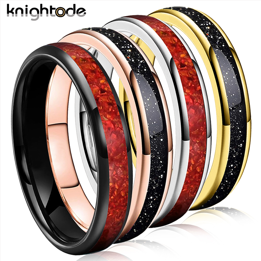 Wrap Ring Gold - 4mm Gold Silvery Rose Black Tungsten
