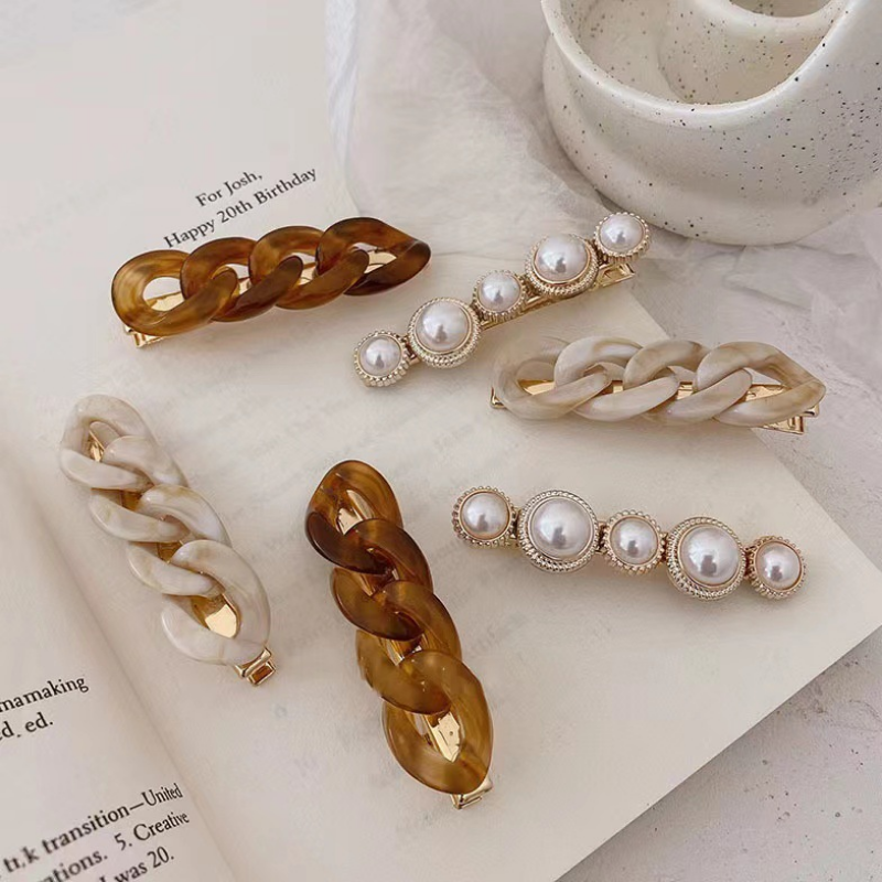 Women Accessories Combo Gift - New Handmade Chain Hair Clips Gold