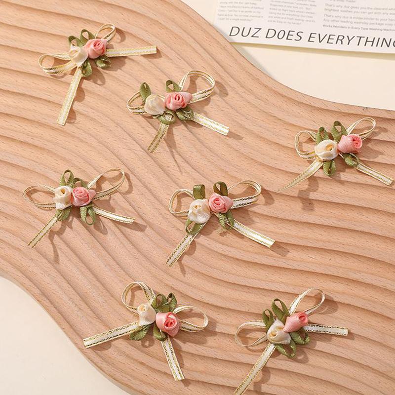 Women Accessories Gift Box - (10pcs/pack) 4.5cm Rose Bud Bow White