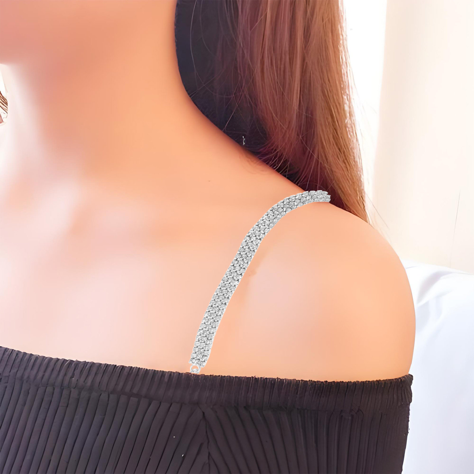 Women Accessories Holder - 1Pair Bra Strap Holders Rhinestone Non-Slip