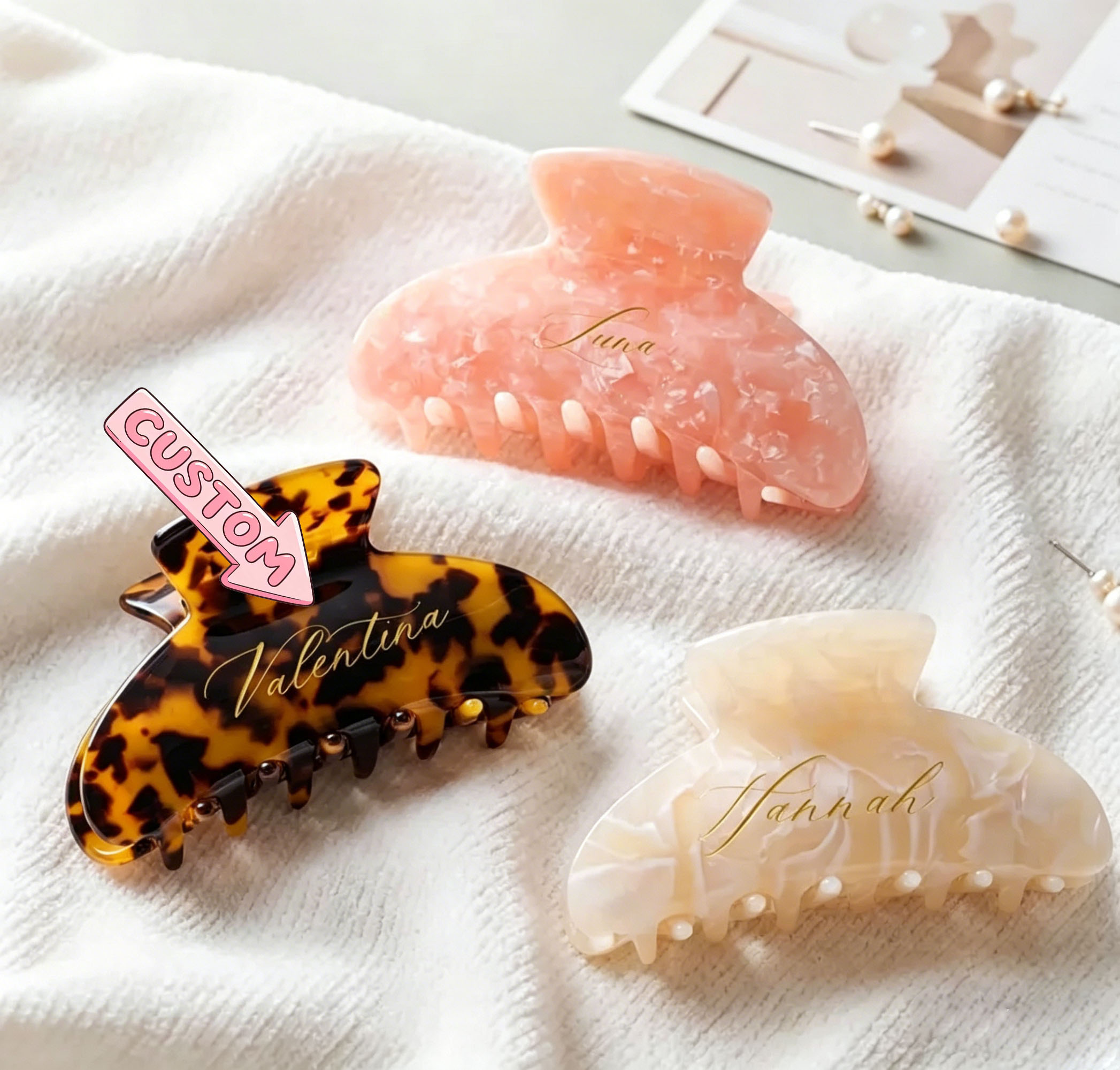 Hair Claw Clip Set - Personalized Leopard Print Hair Claw Clip,