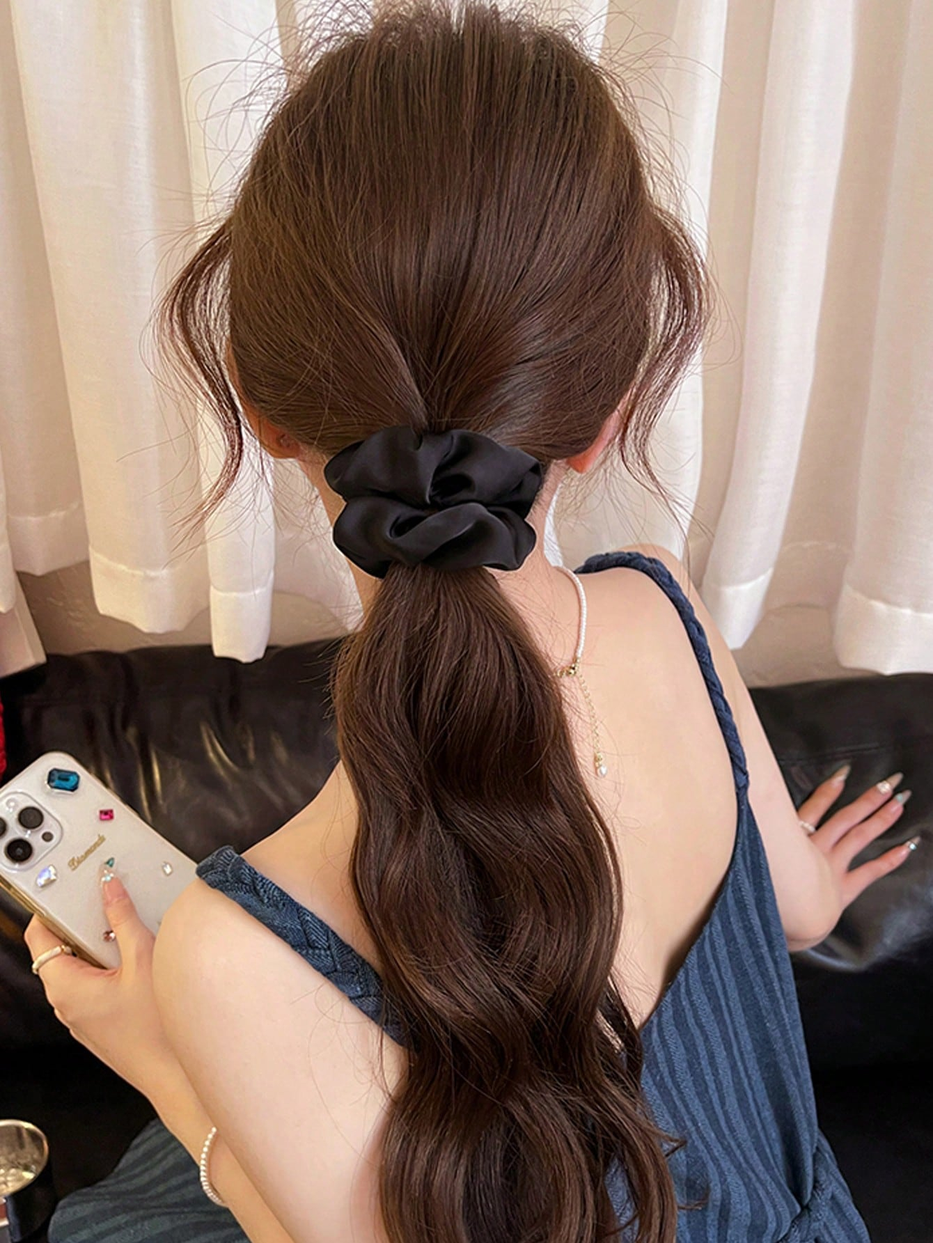 1/3Pcs Women 3.39in Vintage Fr - Scrunchie Satin Set recension och pris