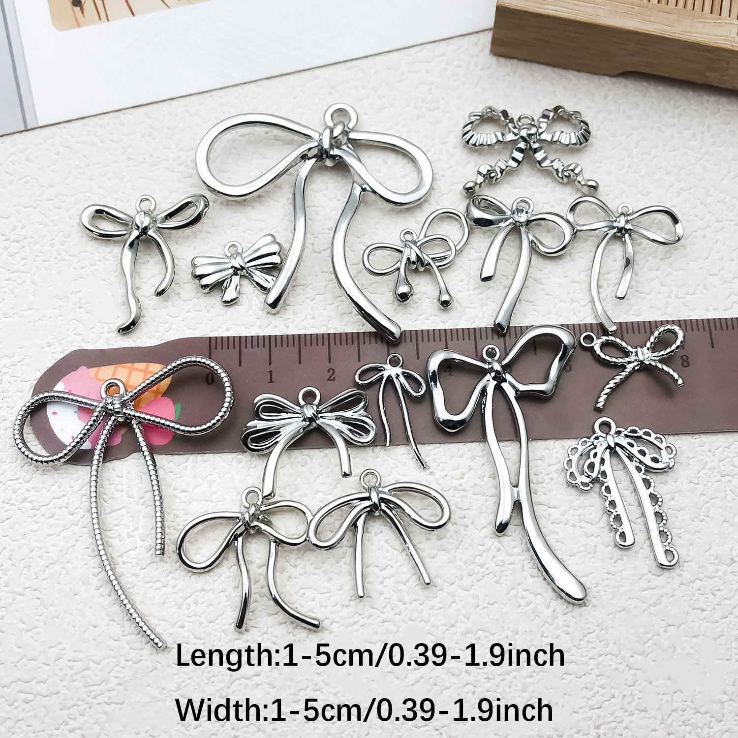Pink Enameled Alloy Bow Charms - Charm Necklace Dainty recension och pris