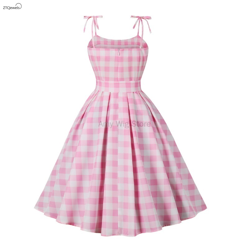 Summer Pink Plaid Dress for Wo - Women'S Accessories In The 1950S recension och pris