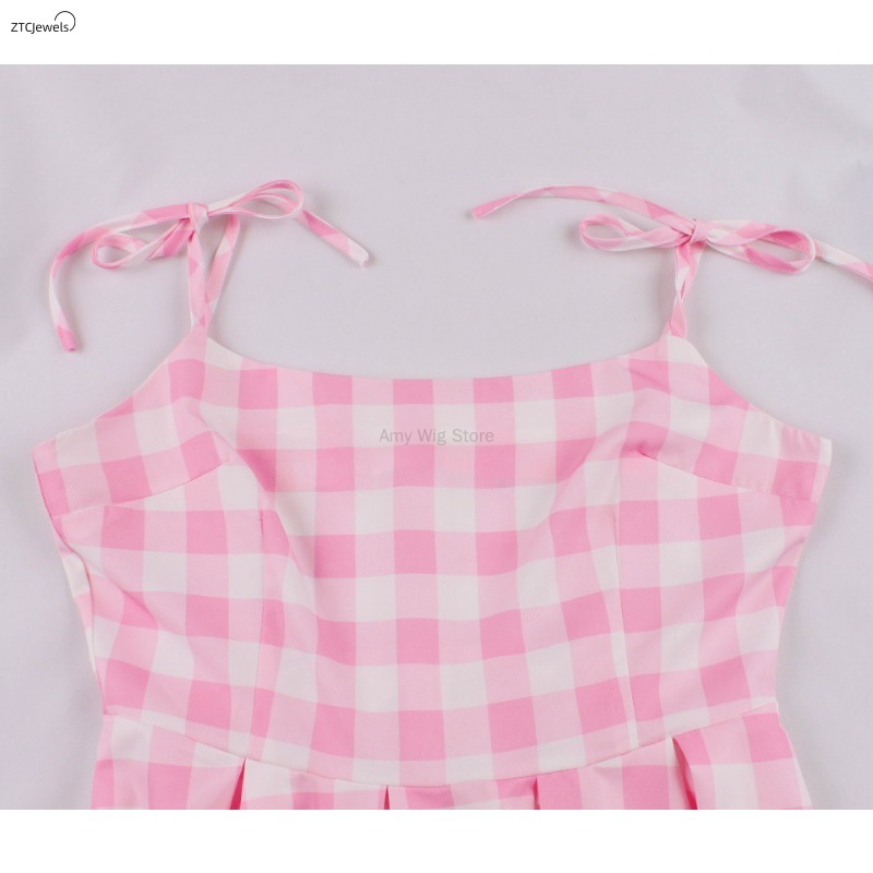 Summer Pink Plaid Dress for Wo - Women'S Accessories In The 1950S recension och pris