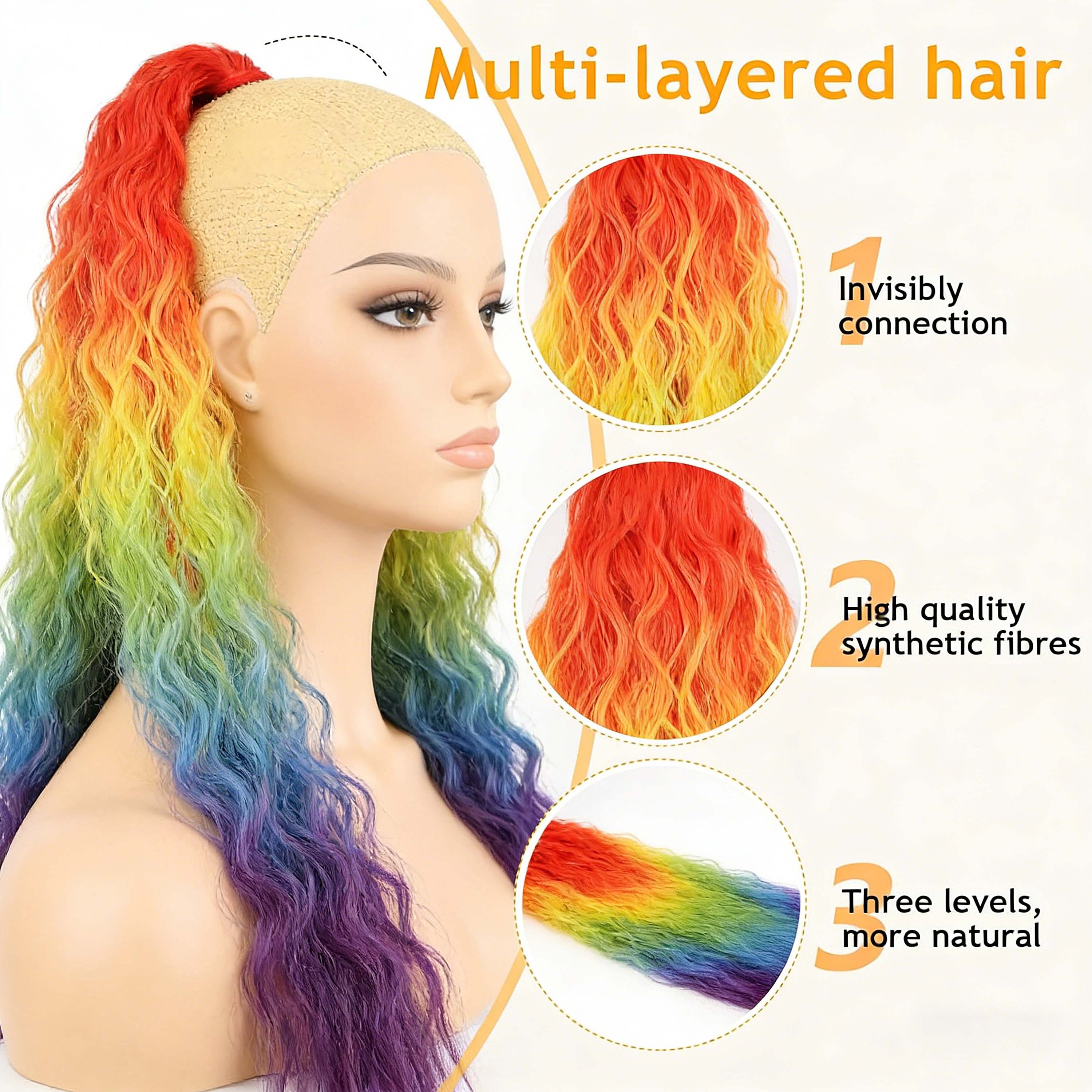 Synthetic Rainbow Claw Long Wa - Hair Claw Clip Set recension och pris
