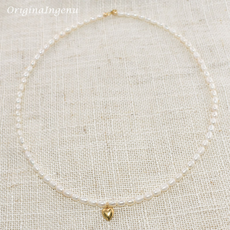 14K Gold Filled Natural Pearl  - Charm Necklace Dainty recension och pris