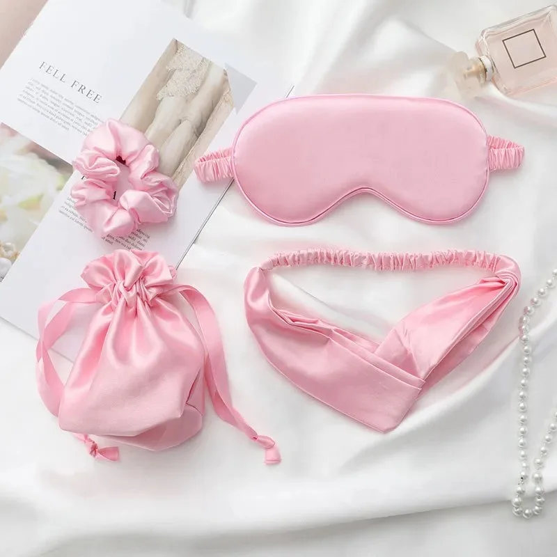 Luxury Pink Satin Sleep Mask S - Scrunchie Satin Set recension och pris