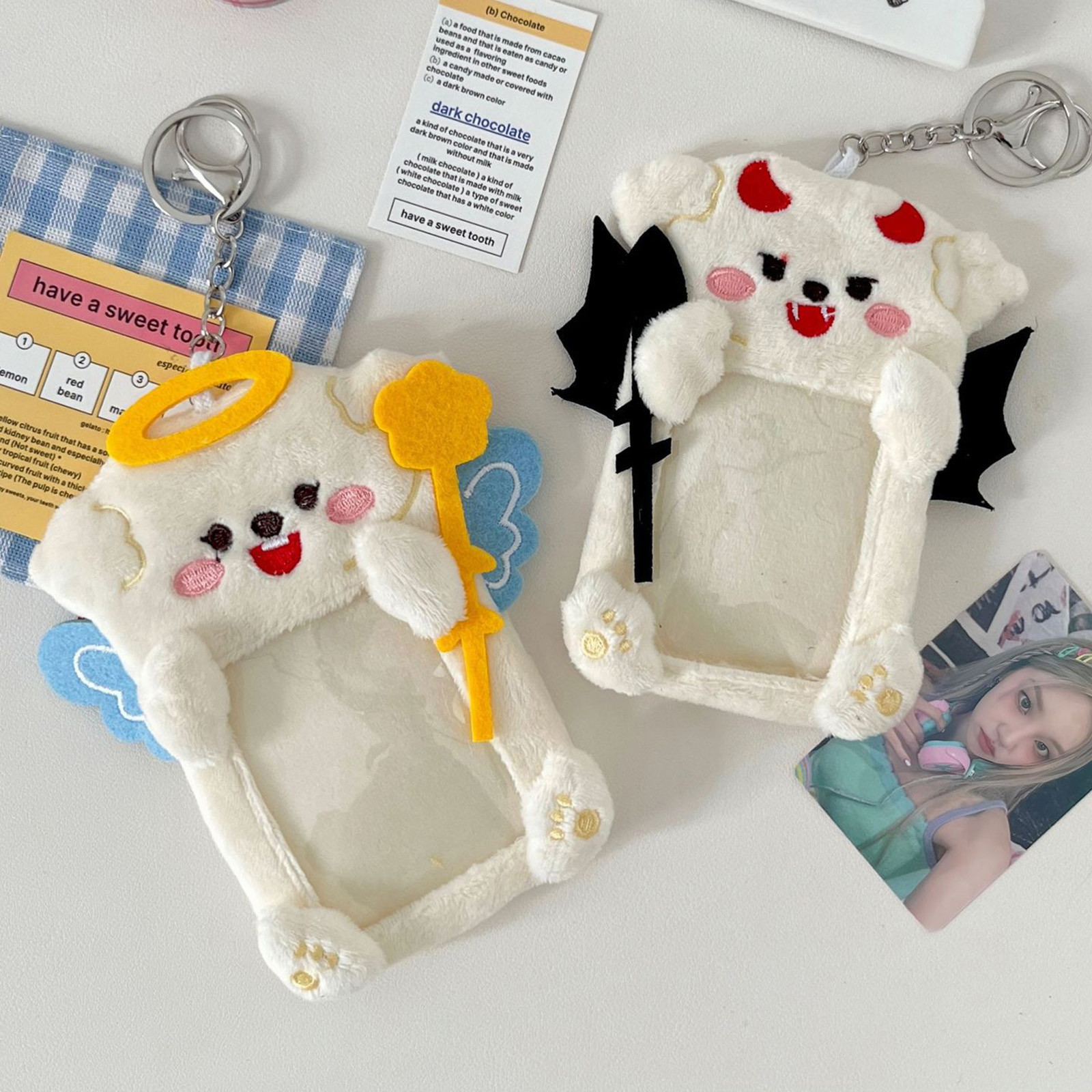Plush Angel Devil Keychain Cut - Women Accessories Holder recension och pris