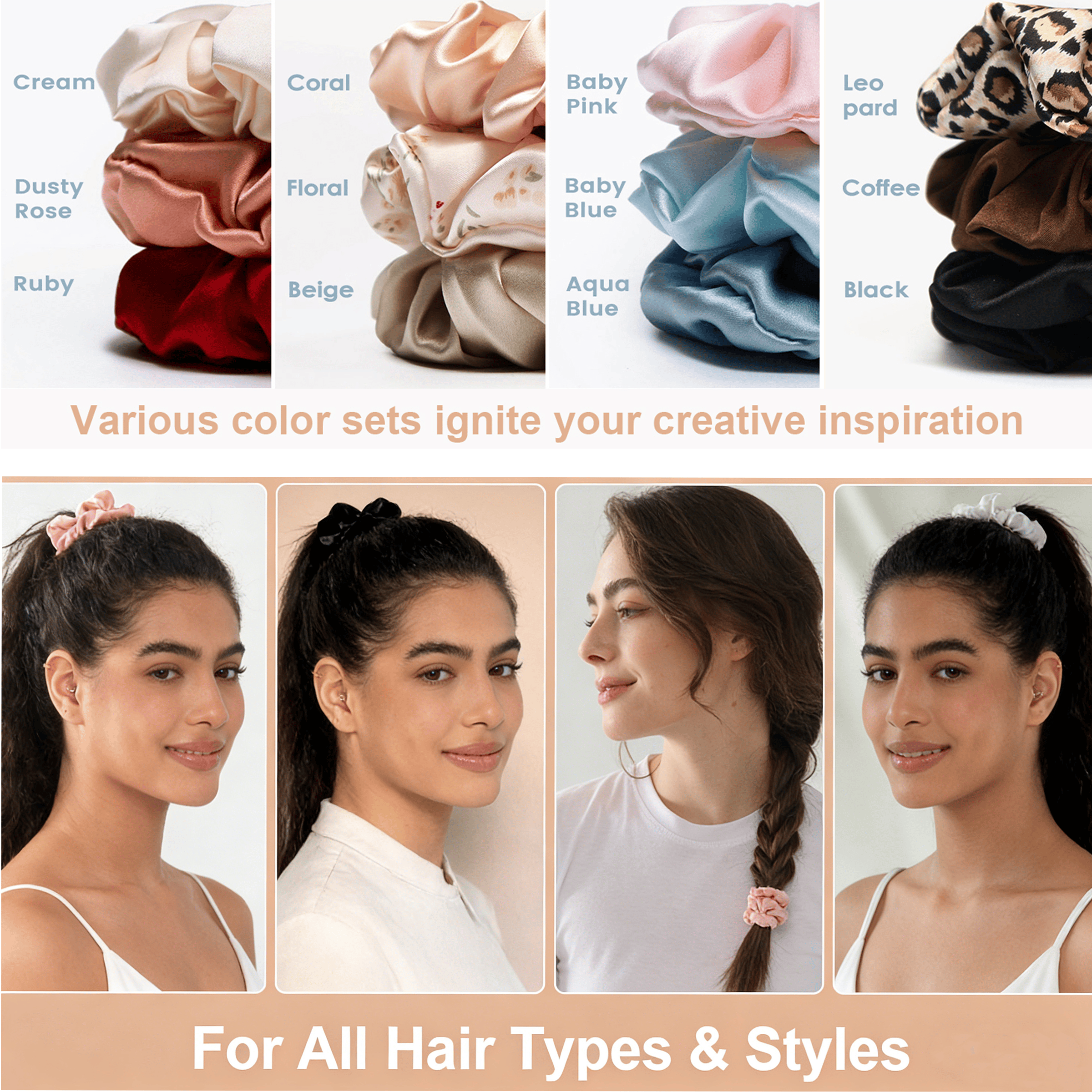 100% 22 Momme Mulberry Silk Sc - Scrunchie Satin Set recension och pris