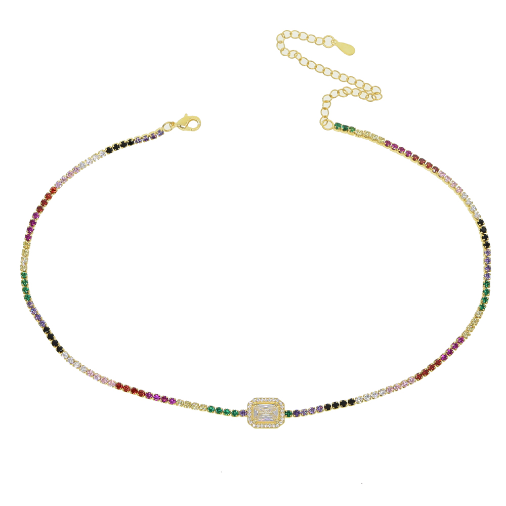 New Tiny Micro Pave Rainbow Cz - Charm Necklace Dainty recension och pris