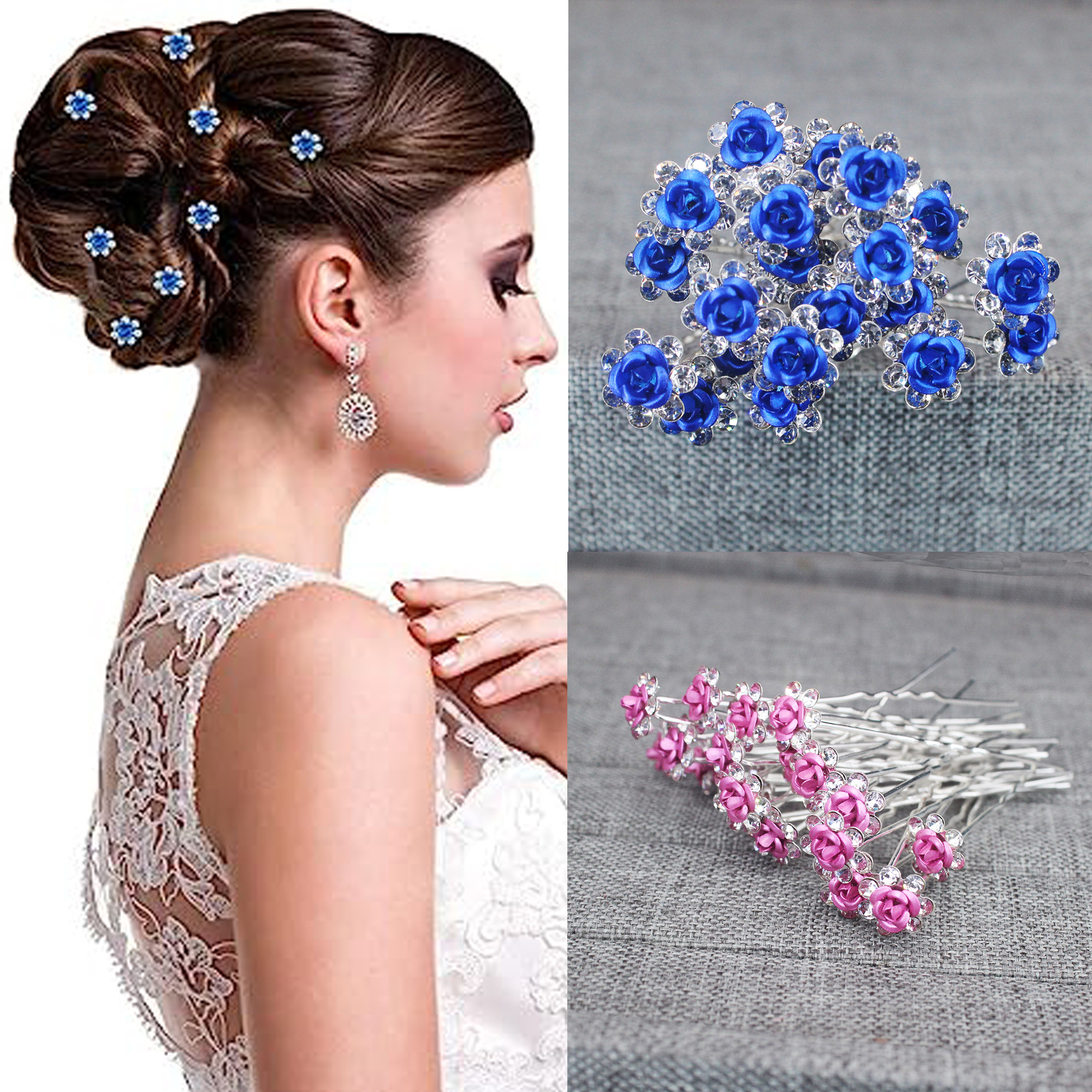 20PCS Rose Flower Rhinestone H - Young Women'S Accessories recension och pris