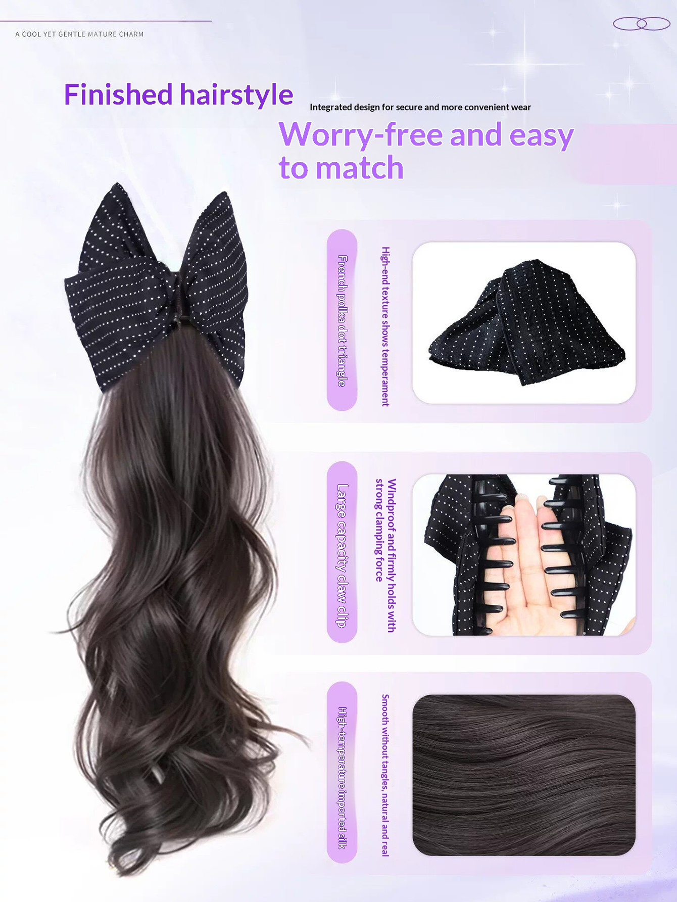Bow Claw Clip Synthetic Ponyta - Hair Claw Clip Set recension och pris